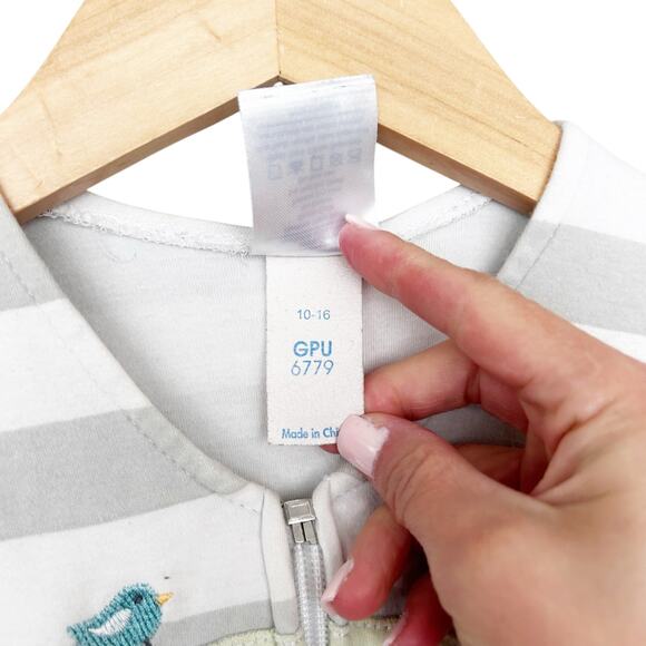 Halo Sleep Sack Gray Whit Striped Elephant Sz M 6-12M 16-24LB - Picture 4 of 6